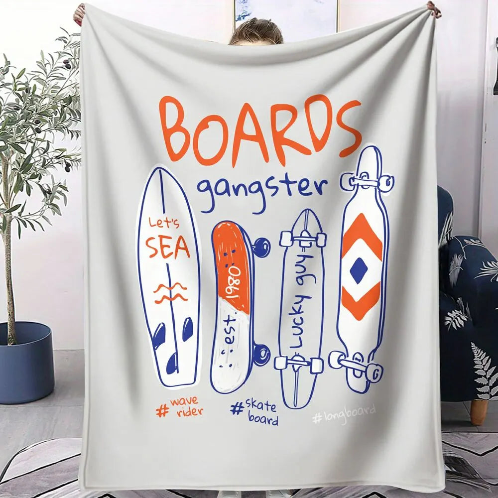 Boards Gangster Skate Surf Themed Multipurpose Throw Blanket
