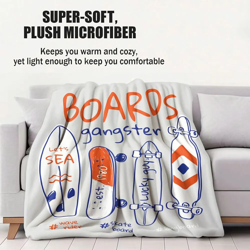 Boards Gangster Skate Surf Themed Multipurpose Throw Blanket