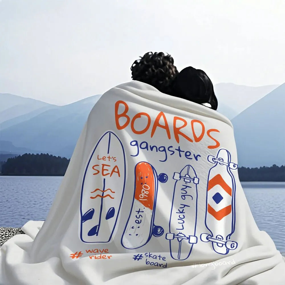 Boards Gangster Skate Surf Themed Multipurpose Throw Blanket