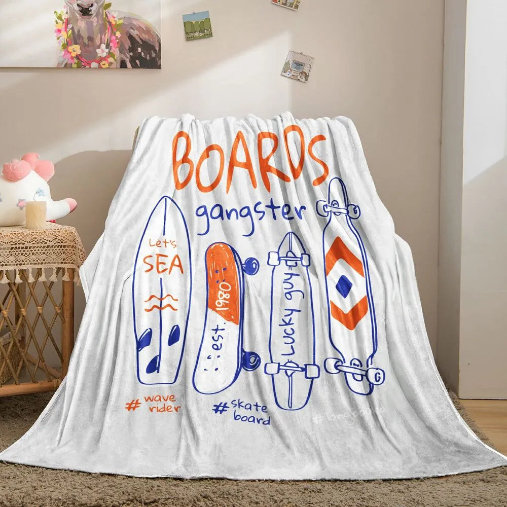 Boards Gangster Skate Surf Themed Multipurpose Throw Blanket