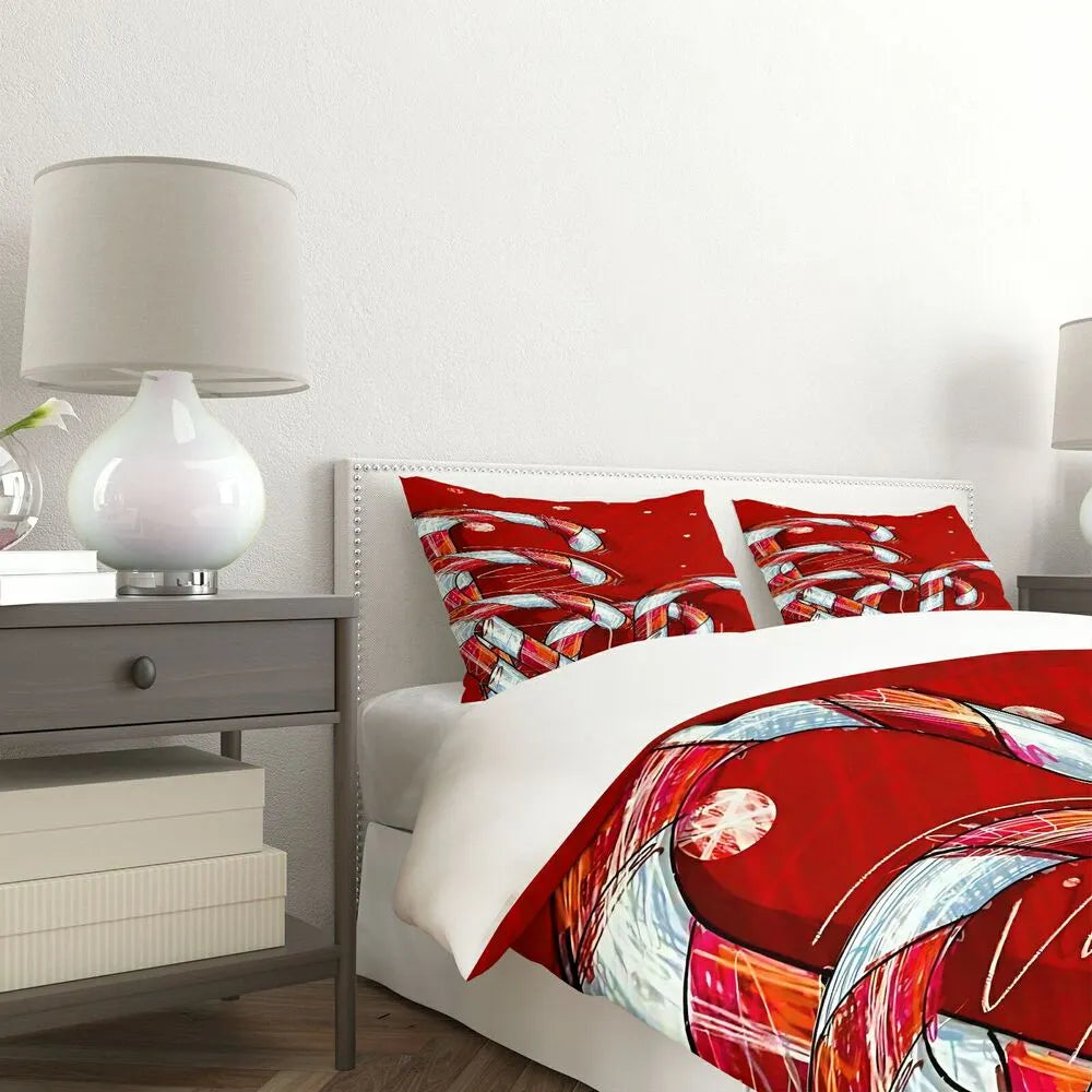 Candy Cane Christmas Gift Duvet Cover Set Kids Bedding Set