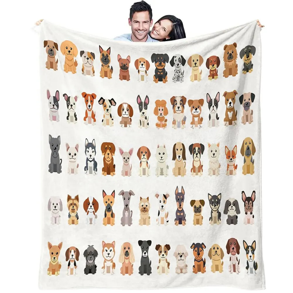 Cartoon Dog Breeds Multipurpose Throw Blanket