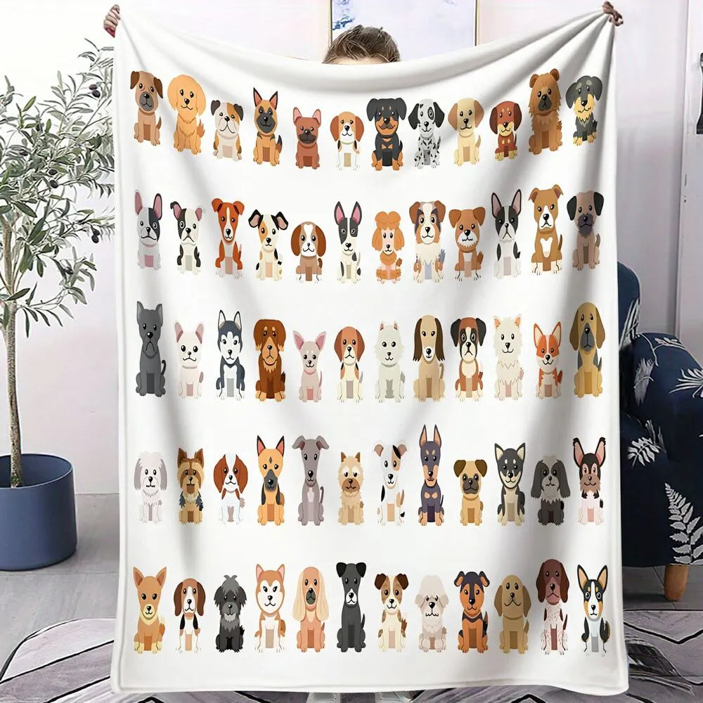 Cartoon Dog Breeds Multipurpose Throw Blanket