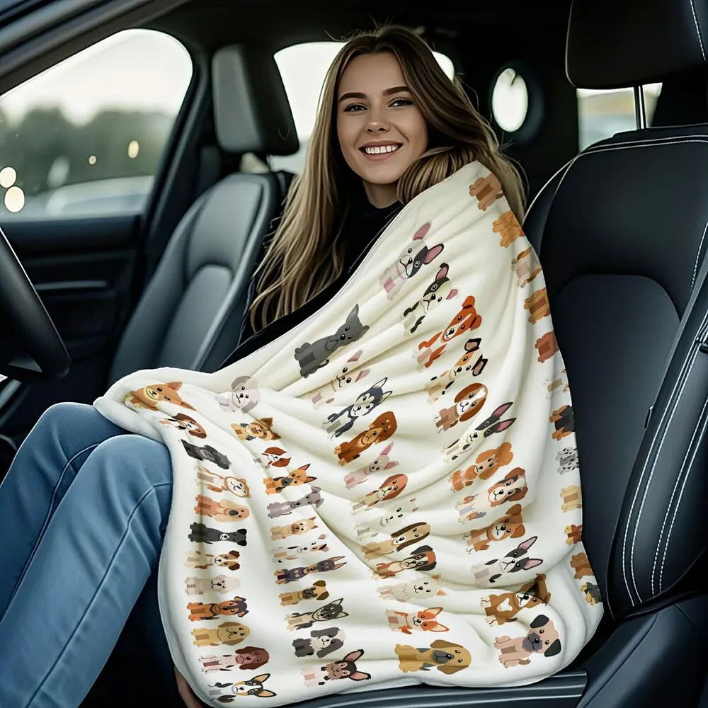 Cartoon Dog Breeds Multipurpose Throw Blanket