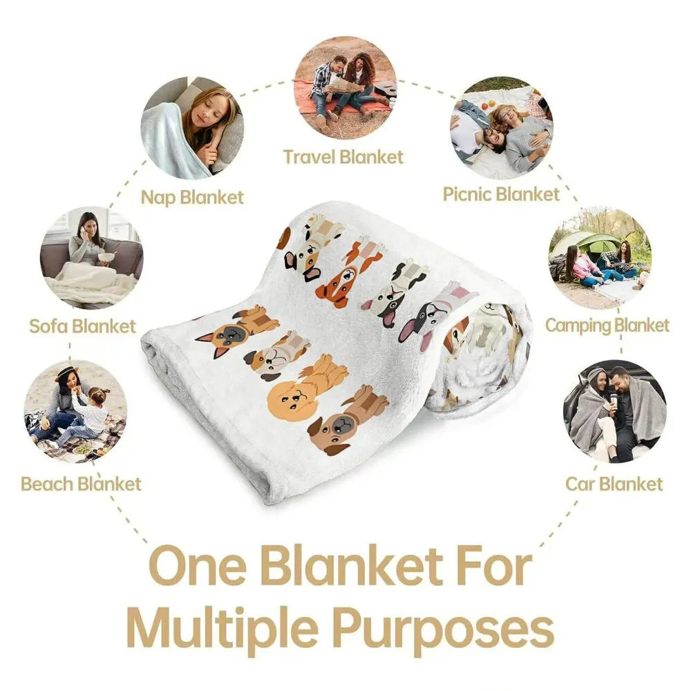 Cartoon Dog Breeds Multipurpose Throw Blanket