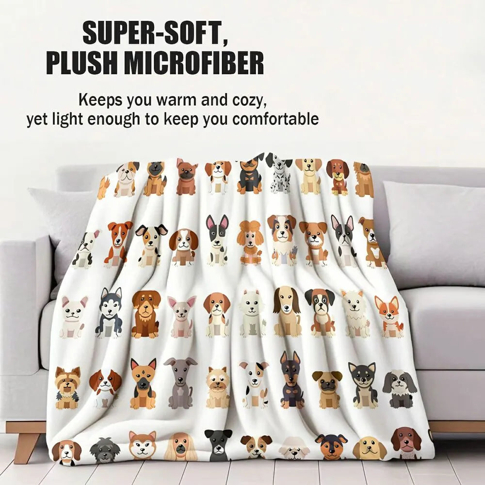 Cartoon Dog Breeds Multipurpose Throw Blanket