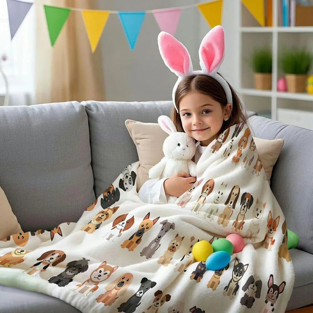 Cartoon Dog Breeds Multipurpose Throw Blanket