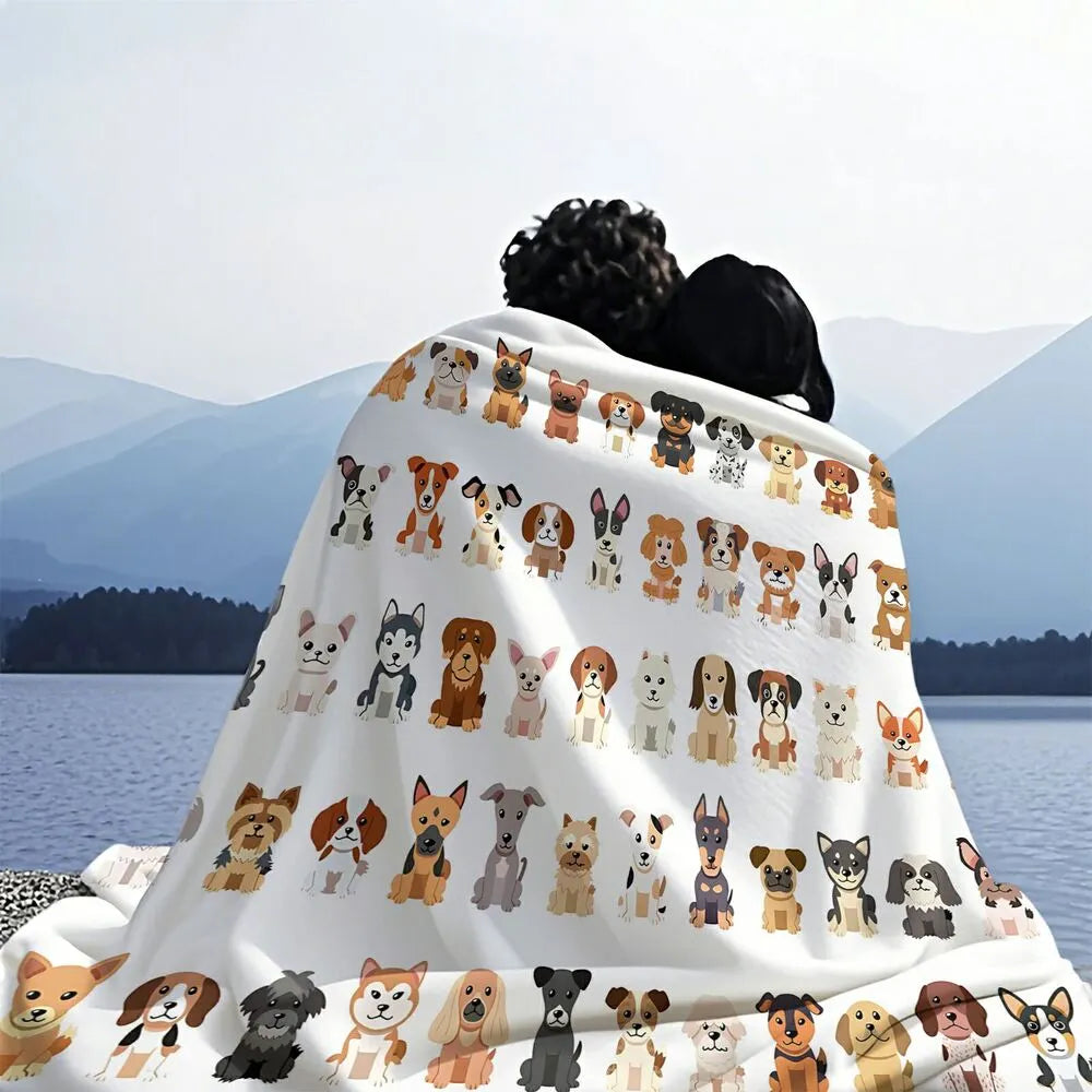Cartoon Dog Breeds Multipurpose Throw Blanket