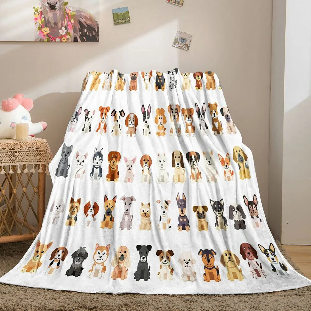 Cartoon Dog Breeds Multipurpose Throw Blanket