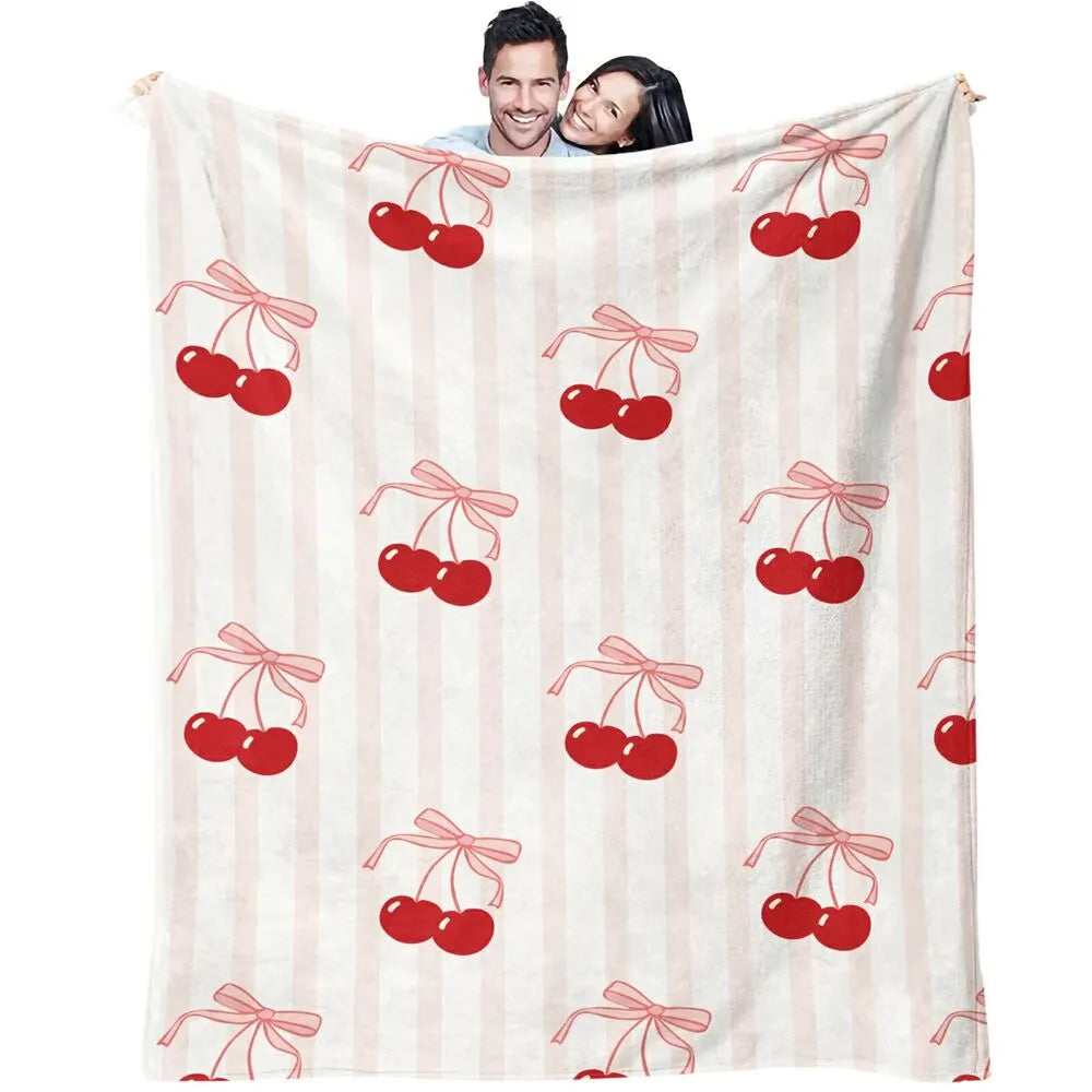 Cherry & Bow Pattern Multipurpose Throw Blanket