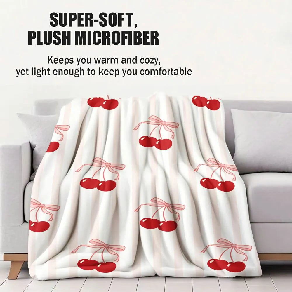 Cherry & Bow Pattern Multipurpose Throw Blanket