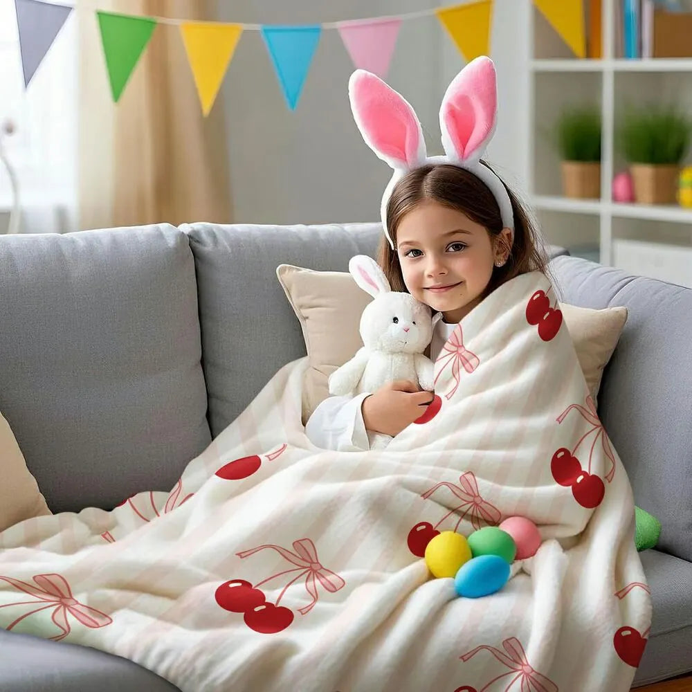 Cherry & Bow Pattern Multipurpose Throw Blanket