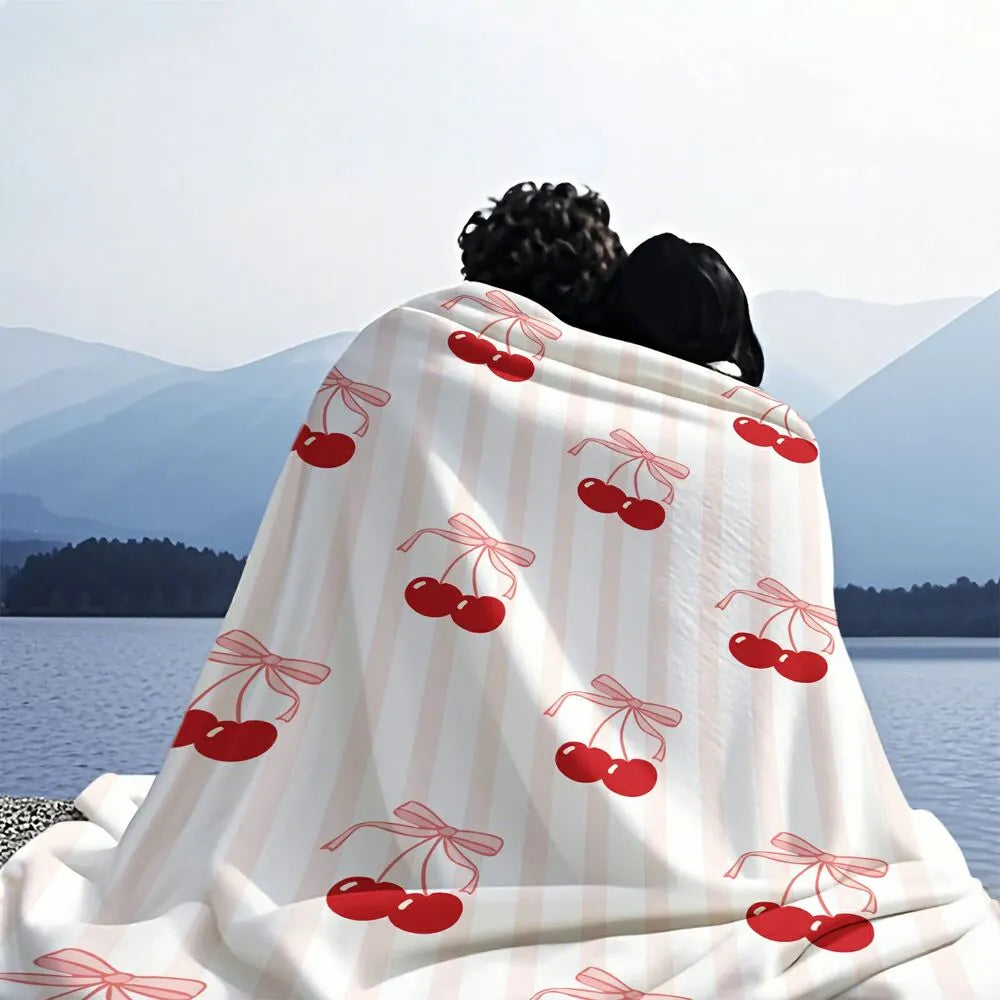 Cherry & Bow Pattern Multipurpose Throw Blanket