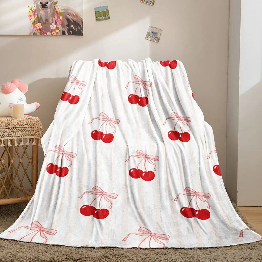 Cherry & Bow Pattern Multipurpose Throw Blanket