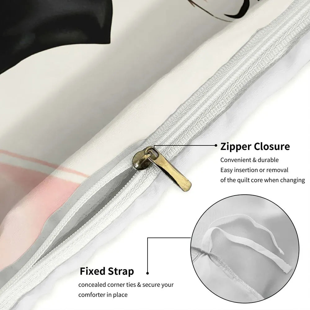 Chic Black And Pink Bows Pattern Duvet Cover Set