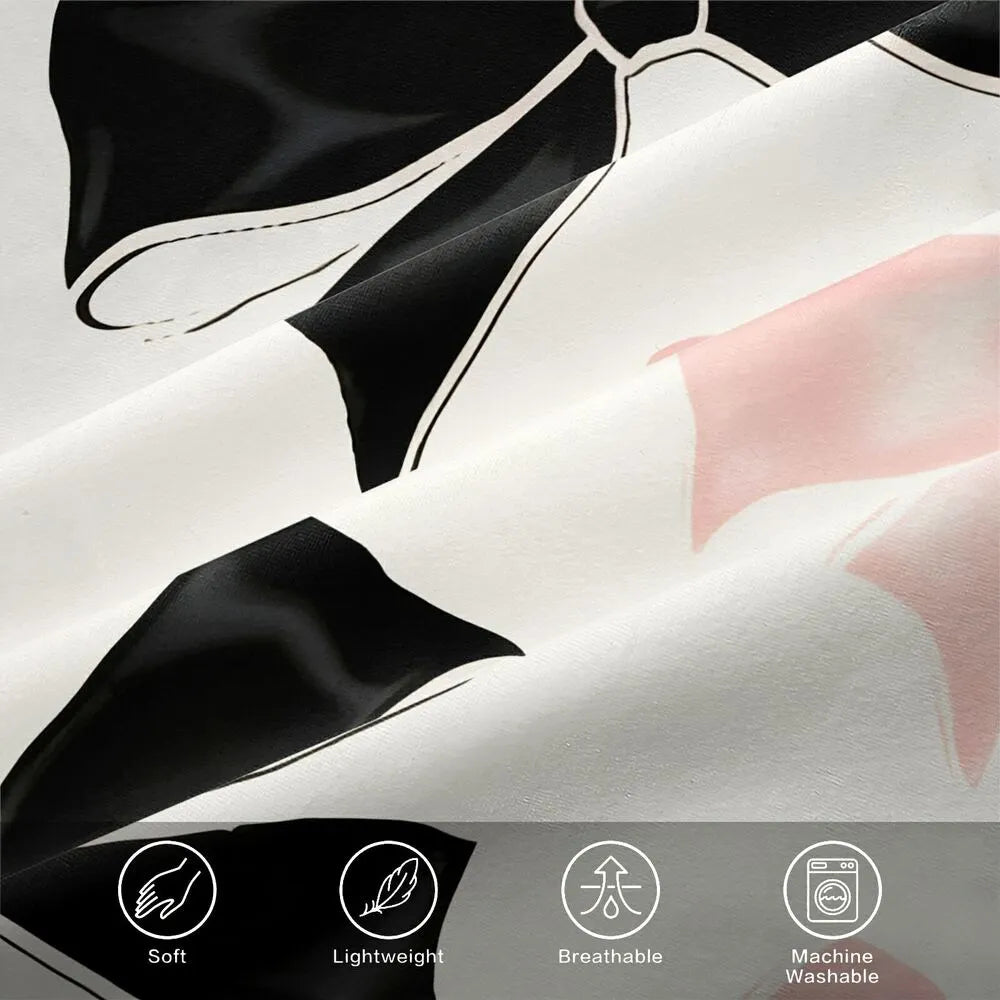 Chic Black And Pink Bows Pattern Duvet Cover Set