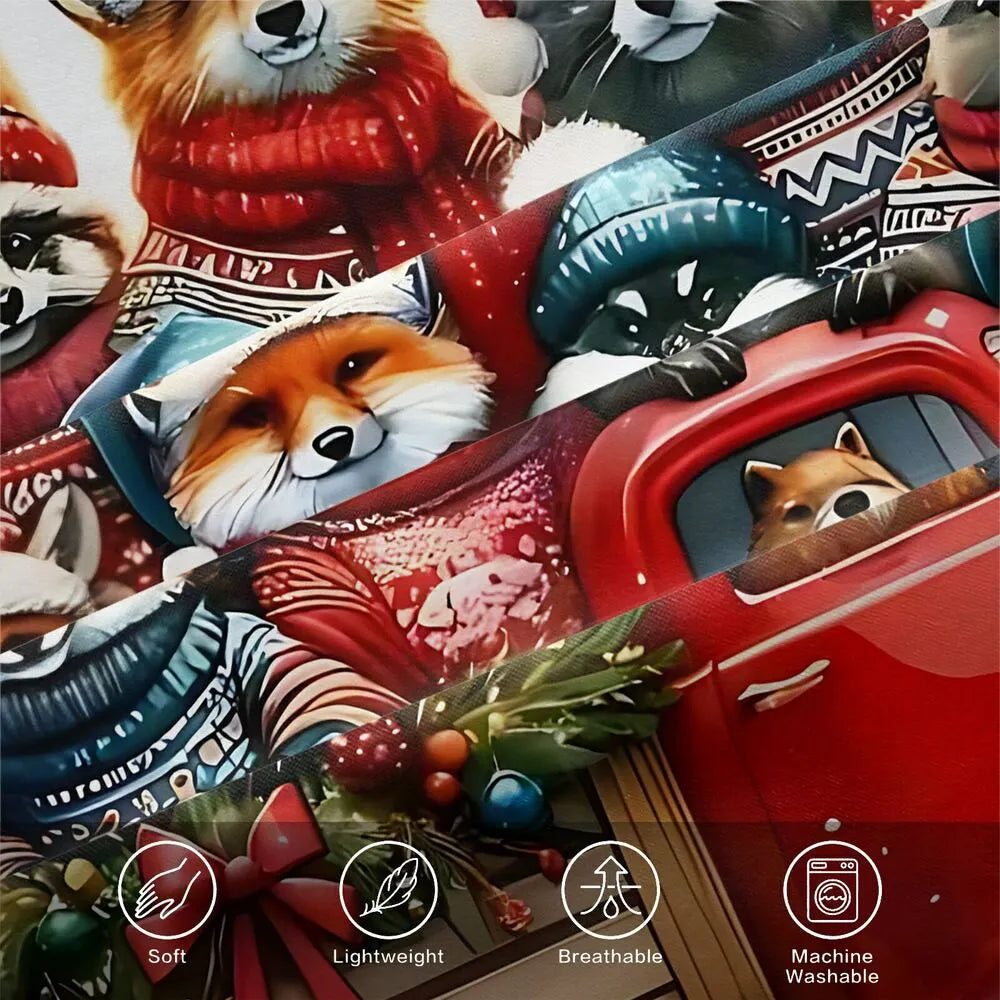 Christmas Animal Crew Red Truck Christmas Gift Duvet Cover Set Kids Bedding Set