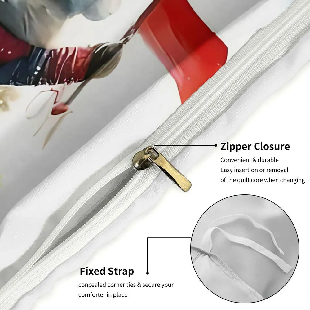 Christmas Animal Crew Red Truck Christmas Gift Duvet Cover Set Kids Bedding Set