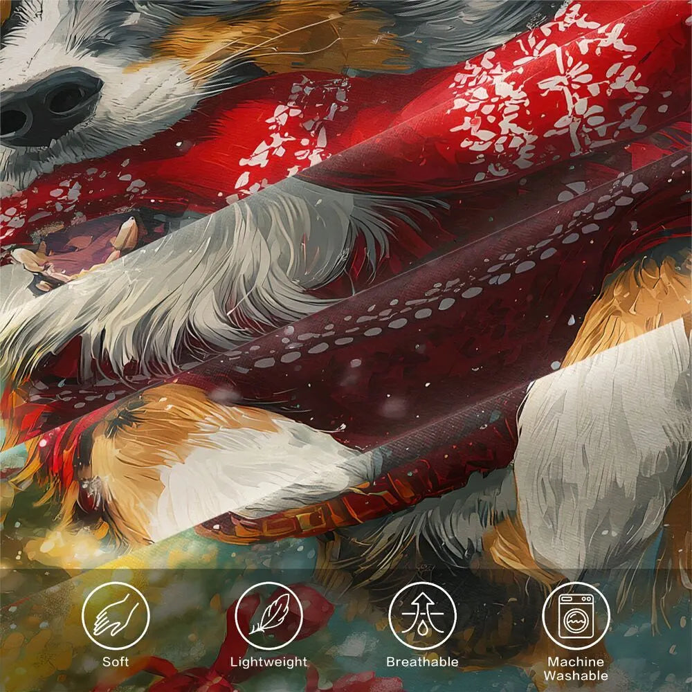 Christmas Aussie Dog Santa Sweater Gifts Blue Christmas Gift Duvet Cover Set Kids Bedding Set