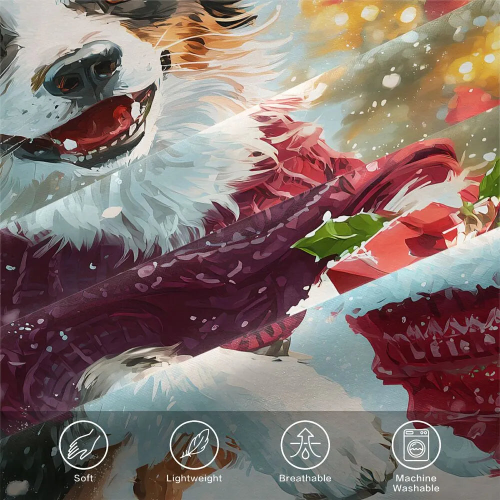 Christmas Aussie Dog Santa Sweater Stocking Blue Christmas Gift Duvet Cover Set Kids Bedding Set