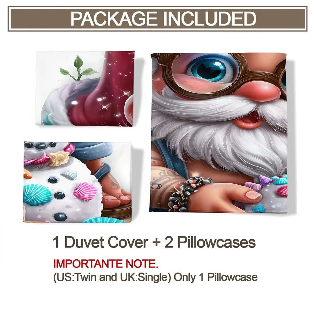 Christmas Beach Gnome Shell Snowman Christmas Gift Duvet Cover Set Kids Bedding Set