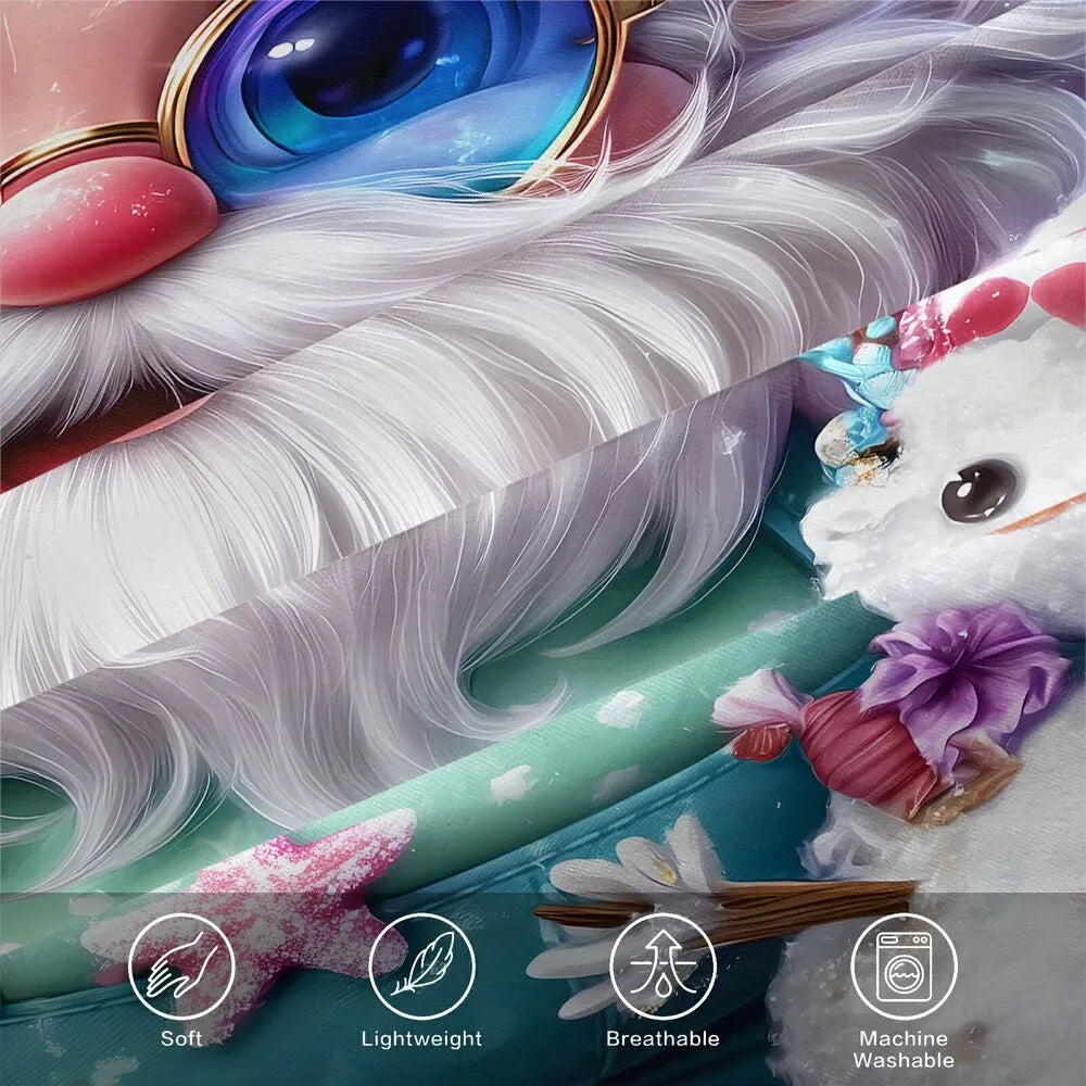 Christmas Beach Santa Snowman Shells Black Christmas Gift Duvet Cover Set Kids Bedding Set