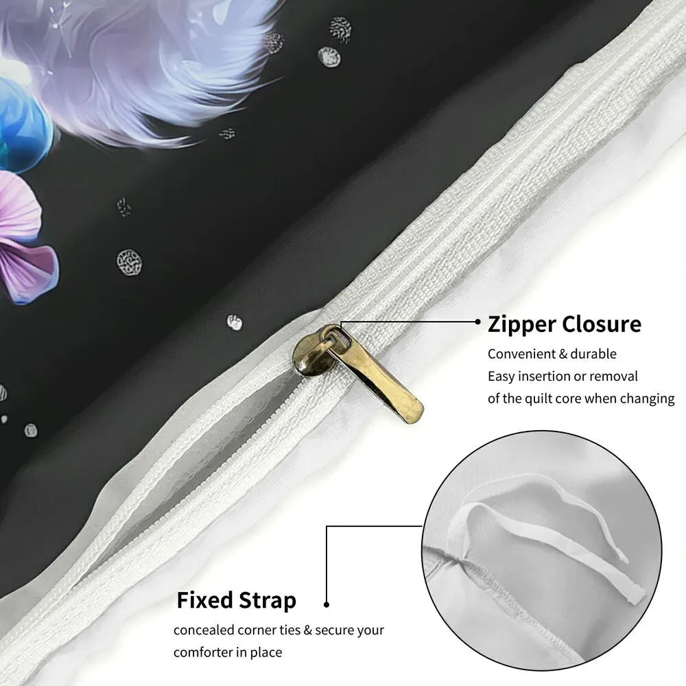 Christmas Beach Santa Snowman Shells Black Christmas Gift Duvet Cover Set Kids Bedding Set