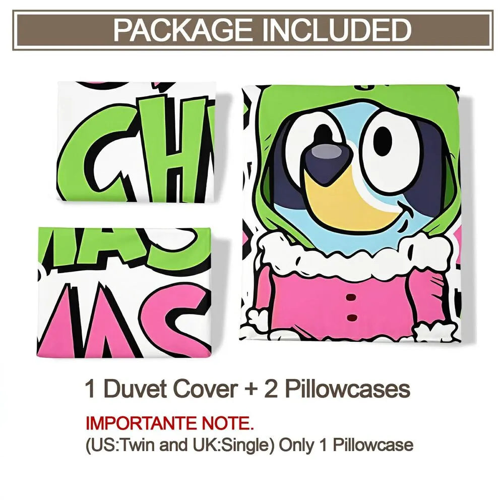 Christmas Cartoon Character Duvet Cover Set with Pillowcases Kids Bedding Set