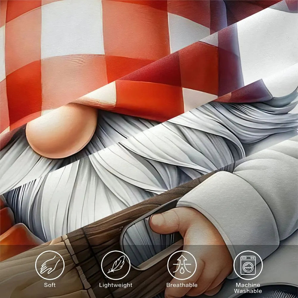 Christmas Chef Gnome Croissants Christmas Gift Duvet Cover Set Kids Bedding Set