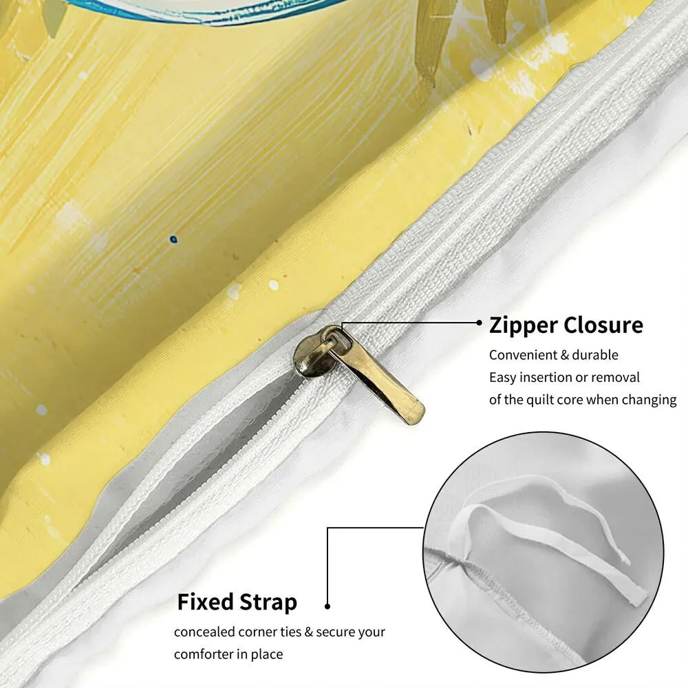 Christmas Colorful Ornaments Merry Christmas Yellow Blue Christmas Gift Duvet Cover Set Kids Bedding Set