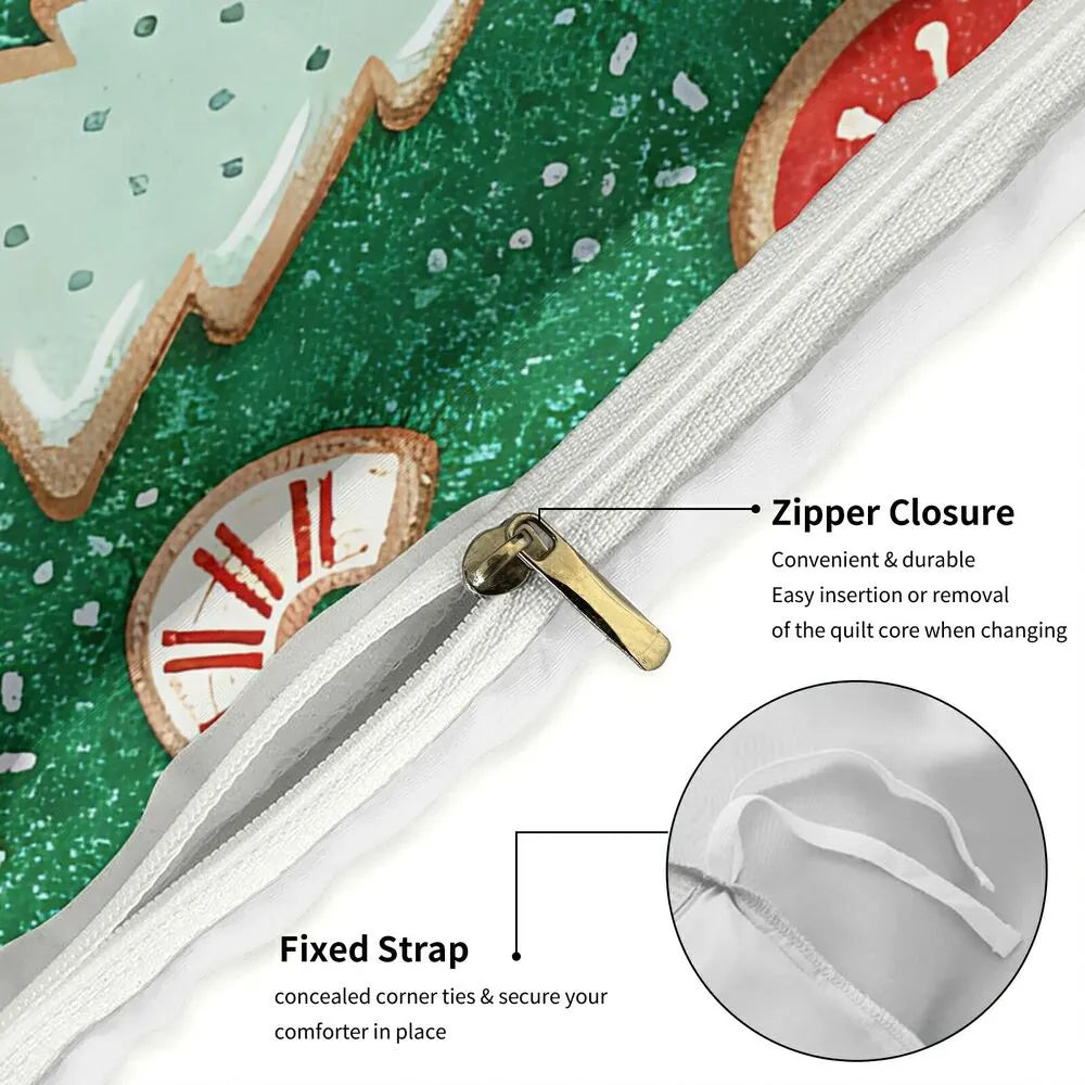 Christmas Cookie Santa Snowman Christmas Gift Duvet Cover Set Kids Bedding Set