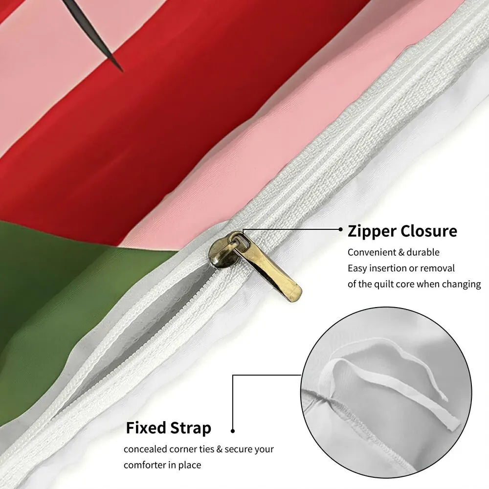 Christmas Cute Cat Merry Xmas Red Green Christmas Gift Duvet Cover Set Kids Bedding Set