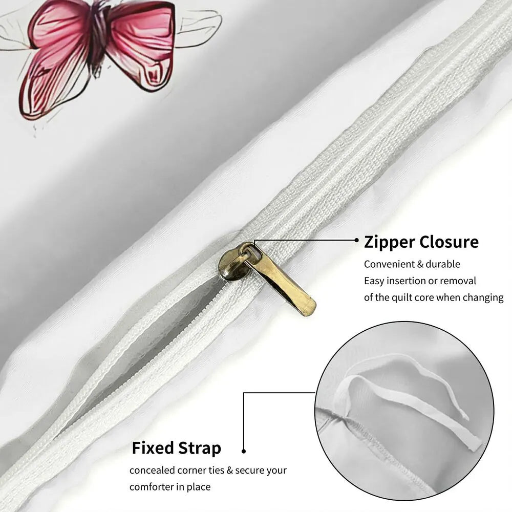 Christmas Cute Gnome Pink Heart Floral Christmas Gift Duvet Cover Set Kids Bedding Set