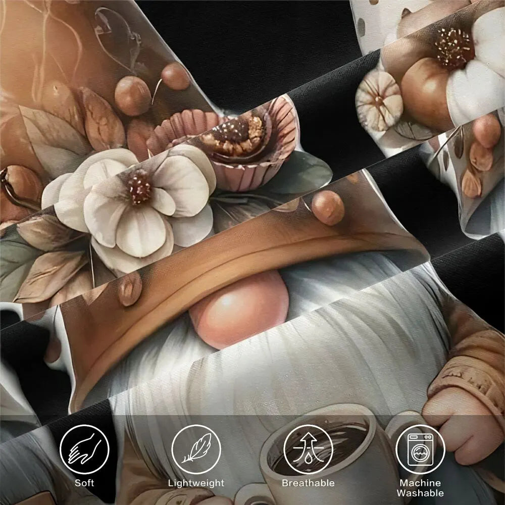 Christmas Cute Gnomes Coffee Love Black Brown Christmas Gift Duvet Cover Set Kids Bedding Set