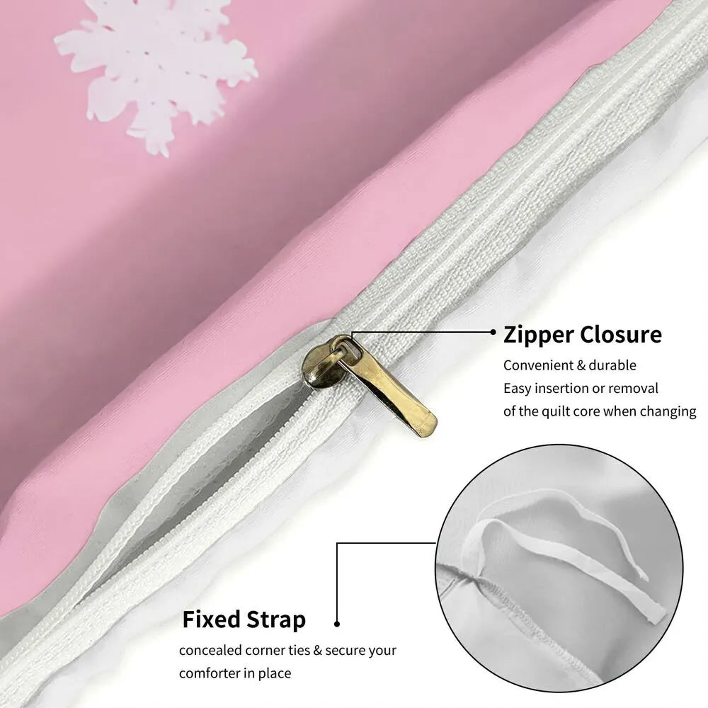 Christmas Cute Gnomes Pink Tree Christmas Gift Duvet Cover Set Kids Bedding Set