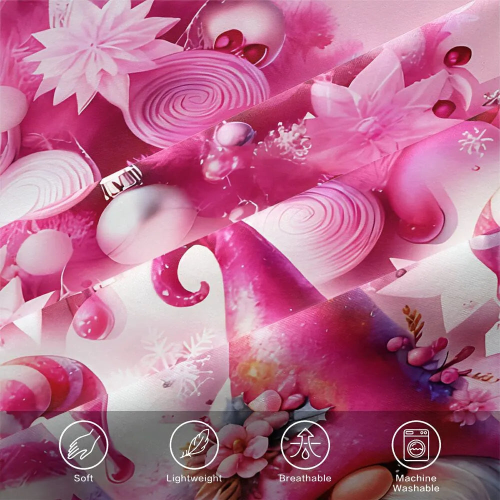 Christmas Cute Gnomes Pink Tree Christmas Gift Duvet Cover Set Kids Bedding Set