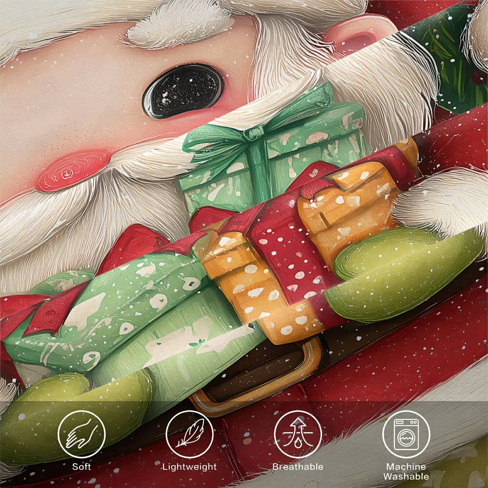 Christmas Cute Santa Gifts Green Christmas Gift Duvet Cover Set Kids Bedding Set