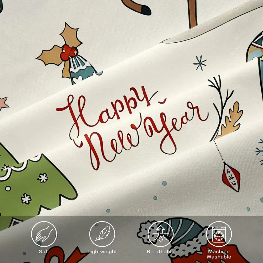 Christmas Forest Animals Happy New Year Christmas Gift Duvet Cover Set Kids Bedding Set