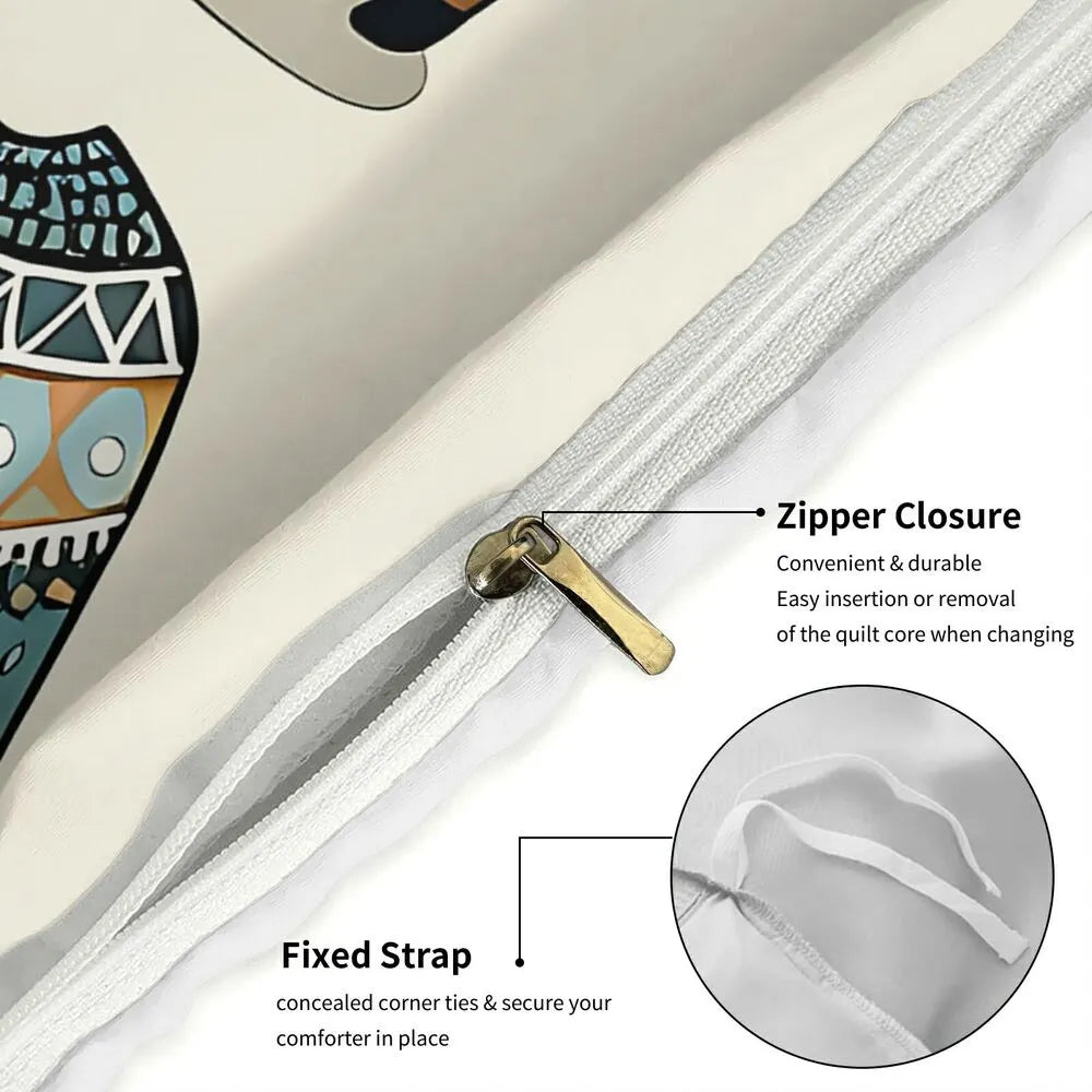 Christmas Forest Animals Happy New Year Christmas Gift Duvet Cover Set Kids Bedding Set