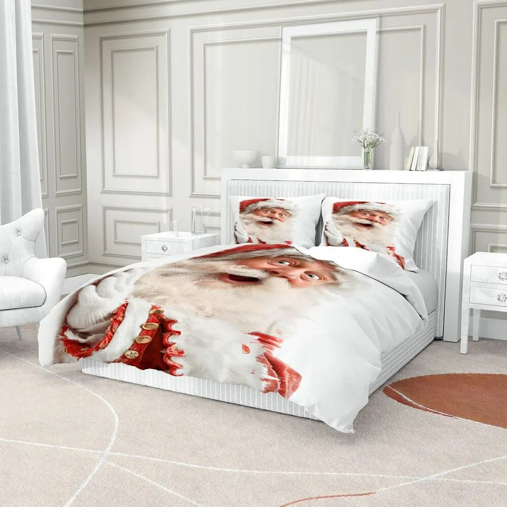 Christmas Funny Santa White Christmas Gift Duvet Cover Set Kids Bedding Set