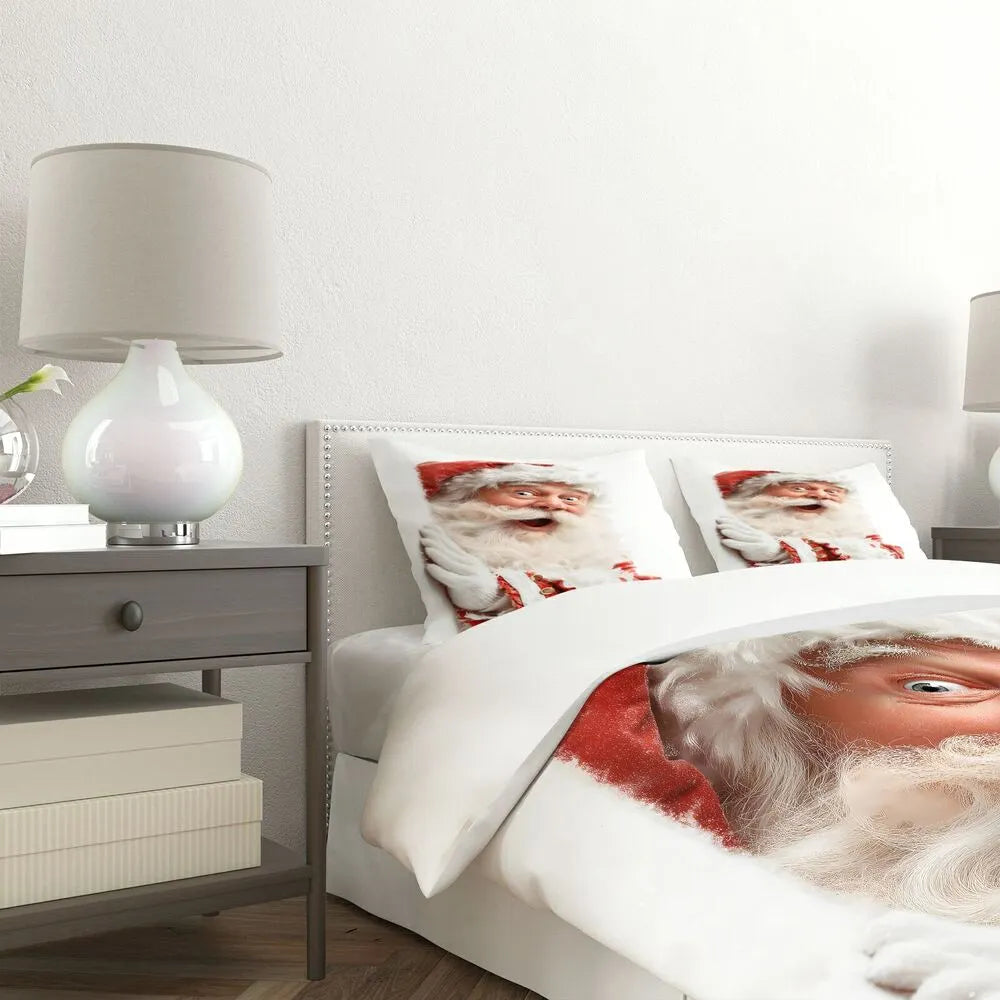 Christmas Funny Santa White Christmas Gift Duvet Cover Set Kids Bedding Set