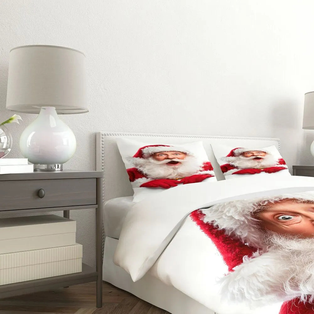 Christmas Funny Santa White Christmas Gift Duvet Cover Set Kids Bedding Set