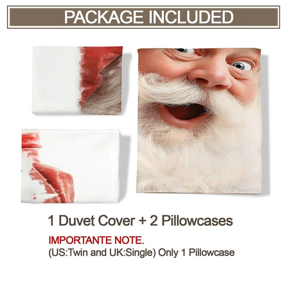 Christmas Funny Santa White Christmas Gift Duvet Cover Set Kids Bedding Set