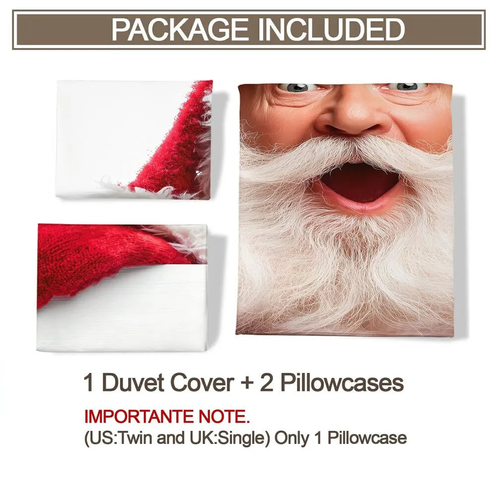 Christmas Funny Santa White Christmas Gift Duvet Cover Set Kids Bedding Set