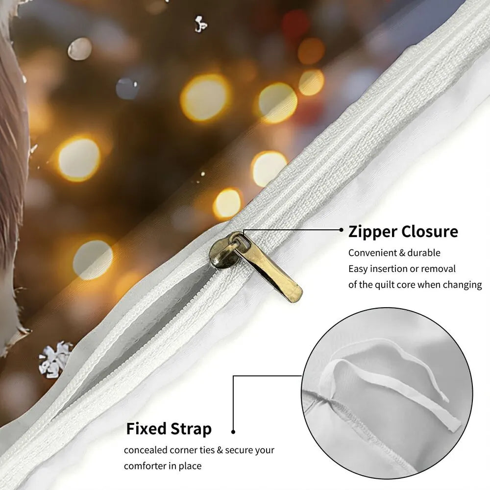 Christmas Gift Cowboy Santa Riding Reindeer Festive Bedding Set