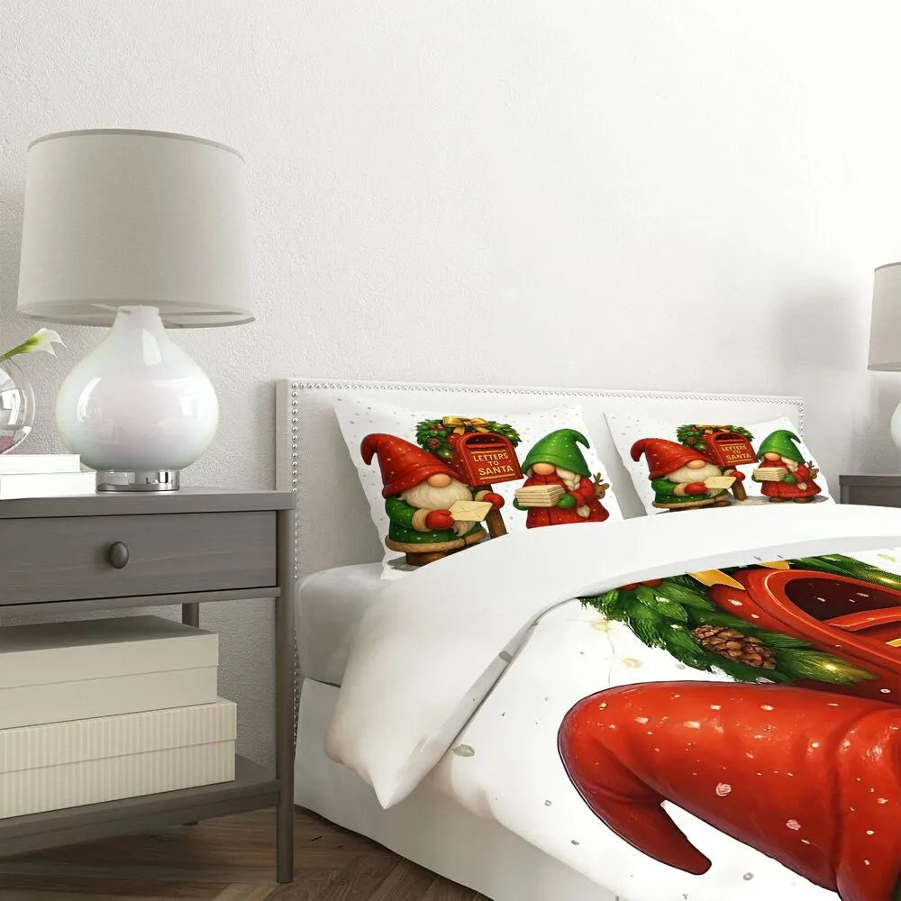 Christmas Gift Cute Gnome Letters to Santa Bedding Set