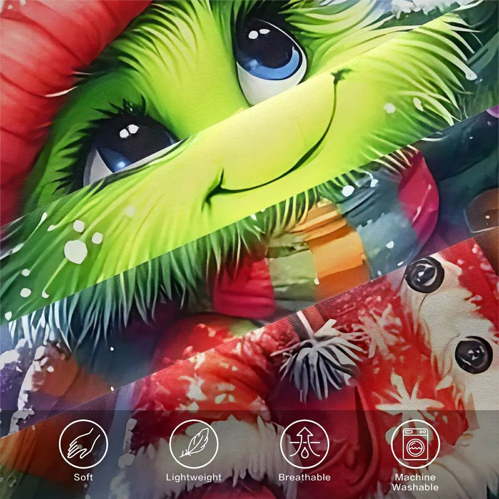 Christmas Gift Cute Grinch with Christmas Tree Festive Bedding Set