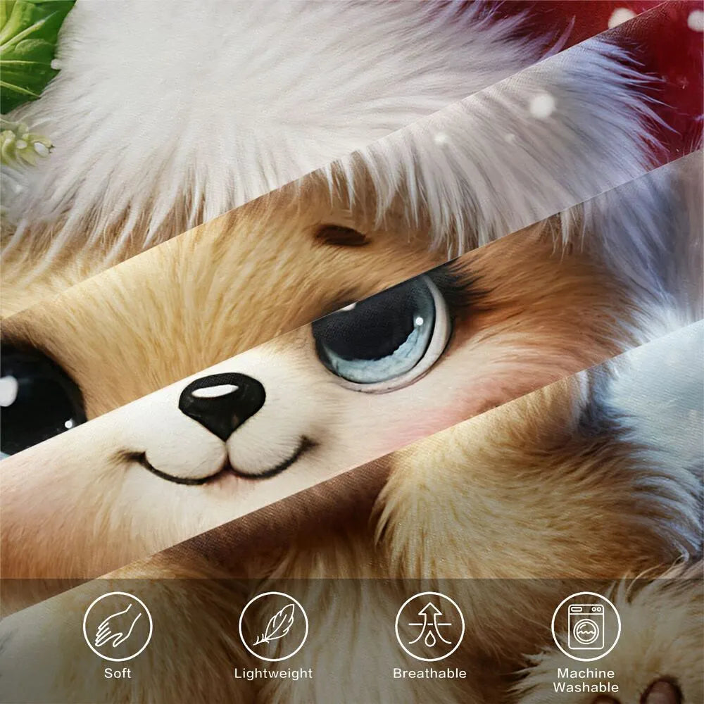 Christmas Gift Cute Teddy Bear Santa Festive Bedding Set