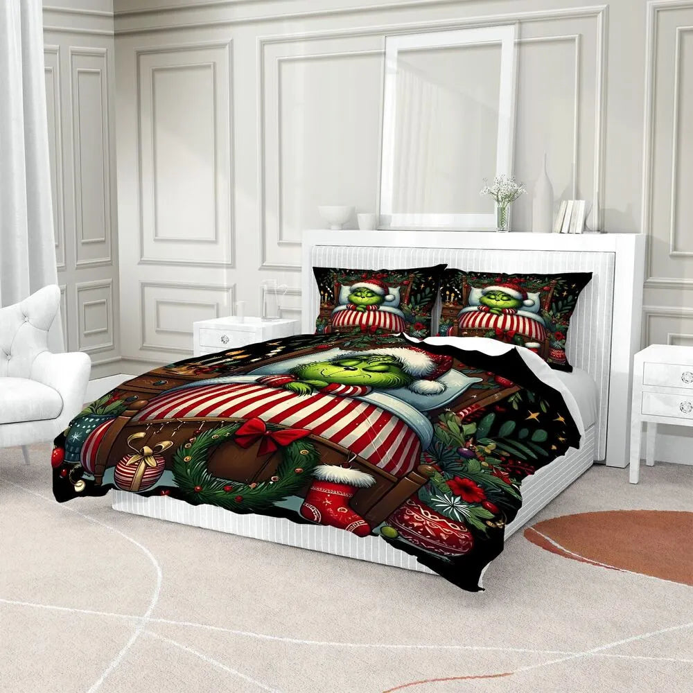 Christmas Gift Grinch Sleeping Festive Bedding Set