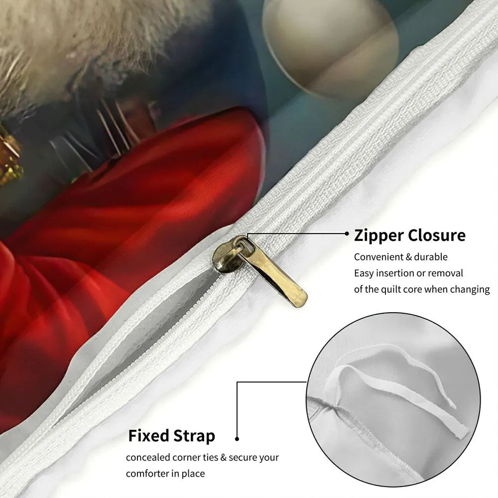 Christmas Gift Retro Santa with Vintage Car Festive Bedding Set